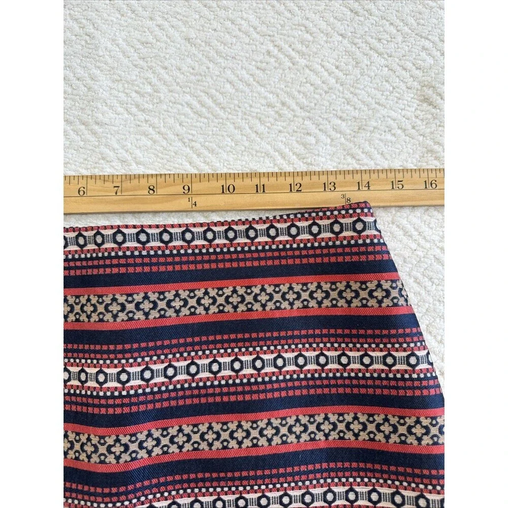 Ann Taylor LOFT Mini Skirt Women's Sz 6P Blue Coral Stiped Floral Jacquard NWOT